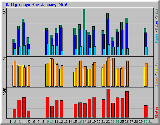 Daily usage for January 2016