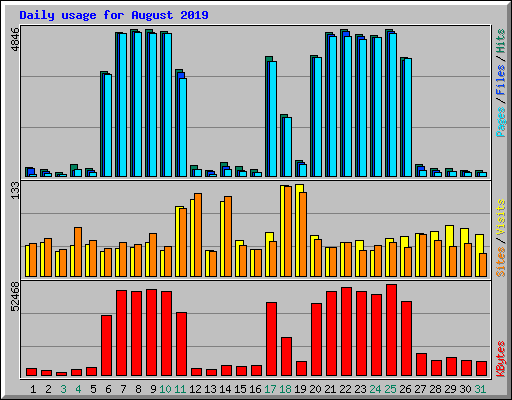 Daily usage for August 2019