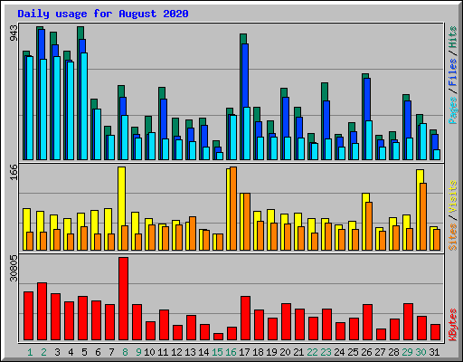 Daily usage for August 2020