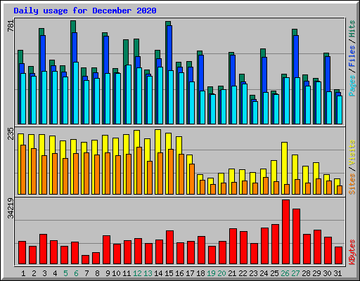 Daily usage for December 2020