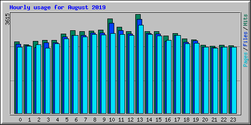 Hourly usage for August 2019