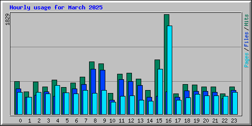 Hourly usage for March 2025